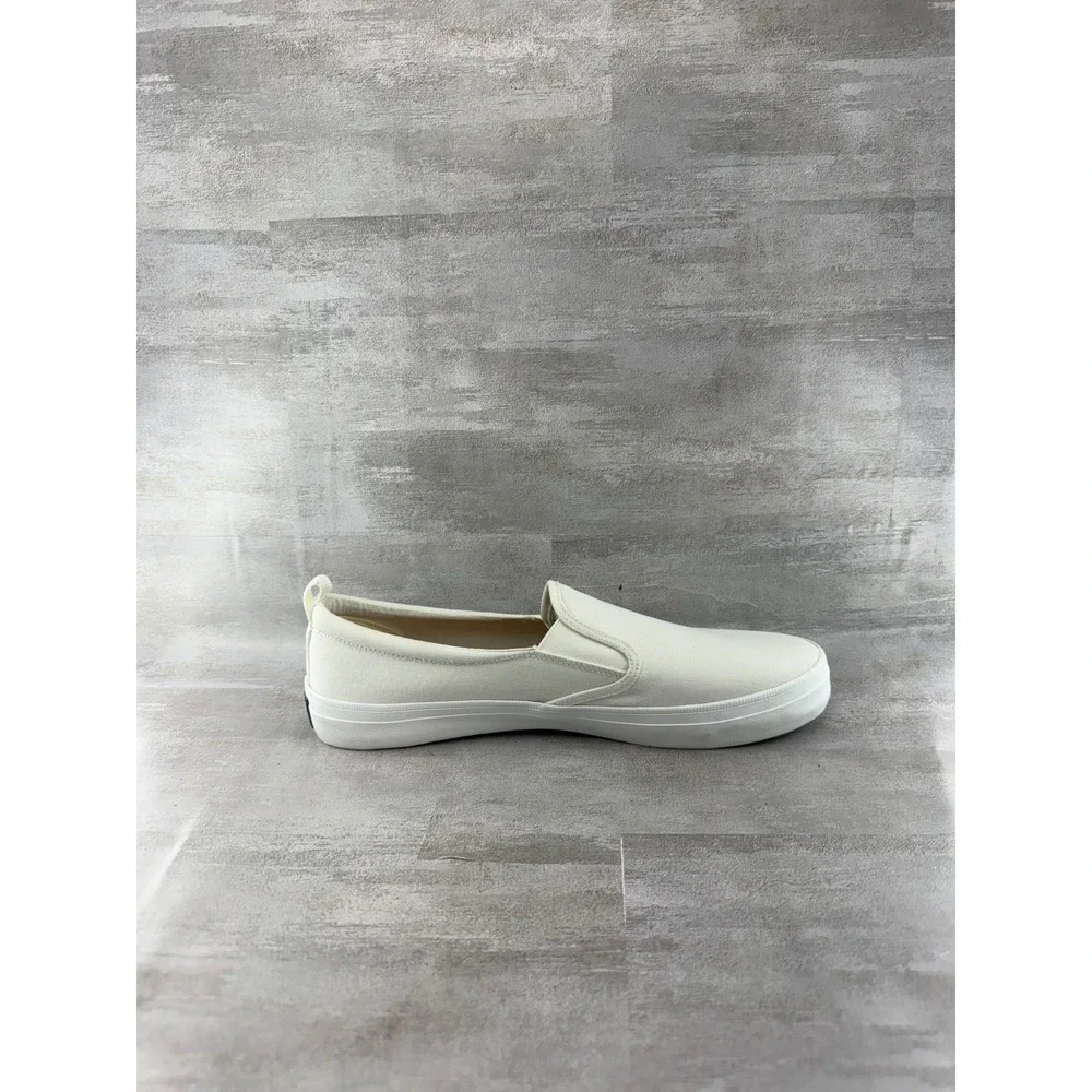 Sperry Crest Vibe SeaCycled Womens 11 White Canvas Slip On Sneakers STS88145